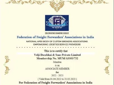 VDSPL is a member of Fedration of Freight Forwarders' Associations in India