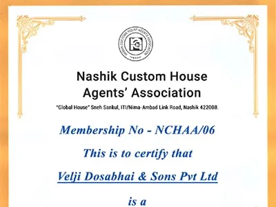 VDSPL is a member of Nashik Custom House Agents Association