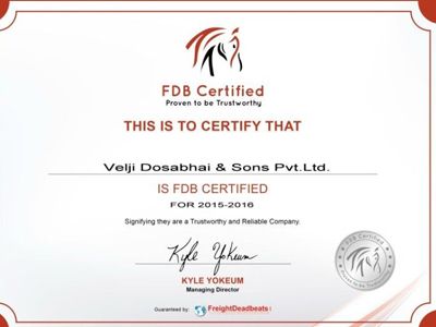 The FDB certificate certifying the trustworthiness and reliability of VDSPL