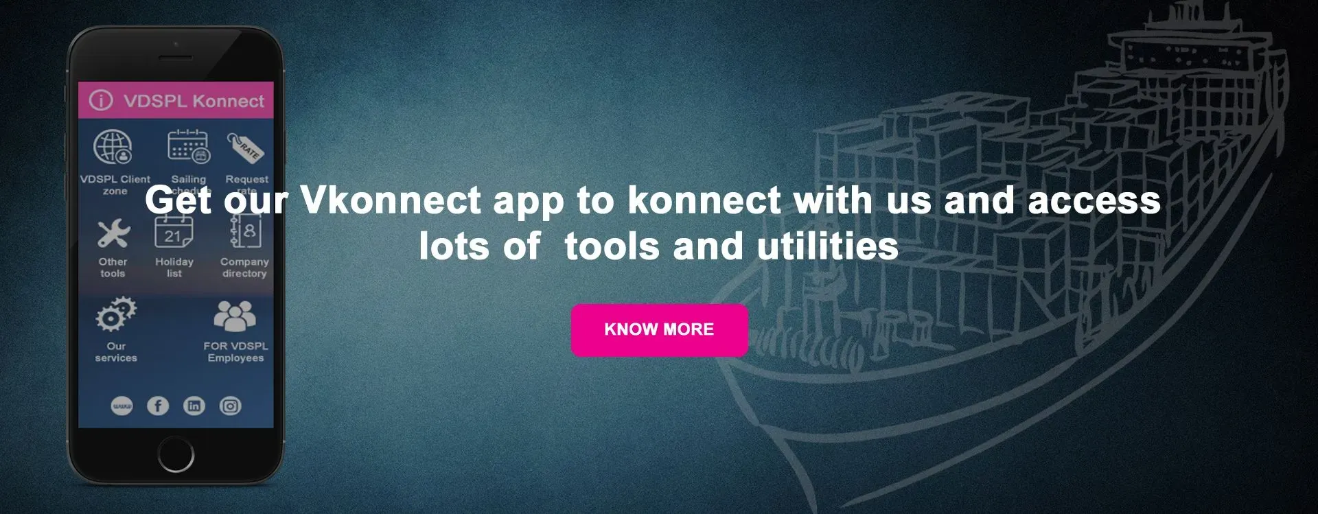 VDSPL Konnect mobile app for tracking shipments and logistics services
